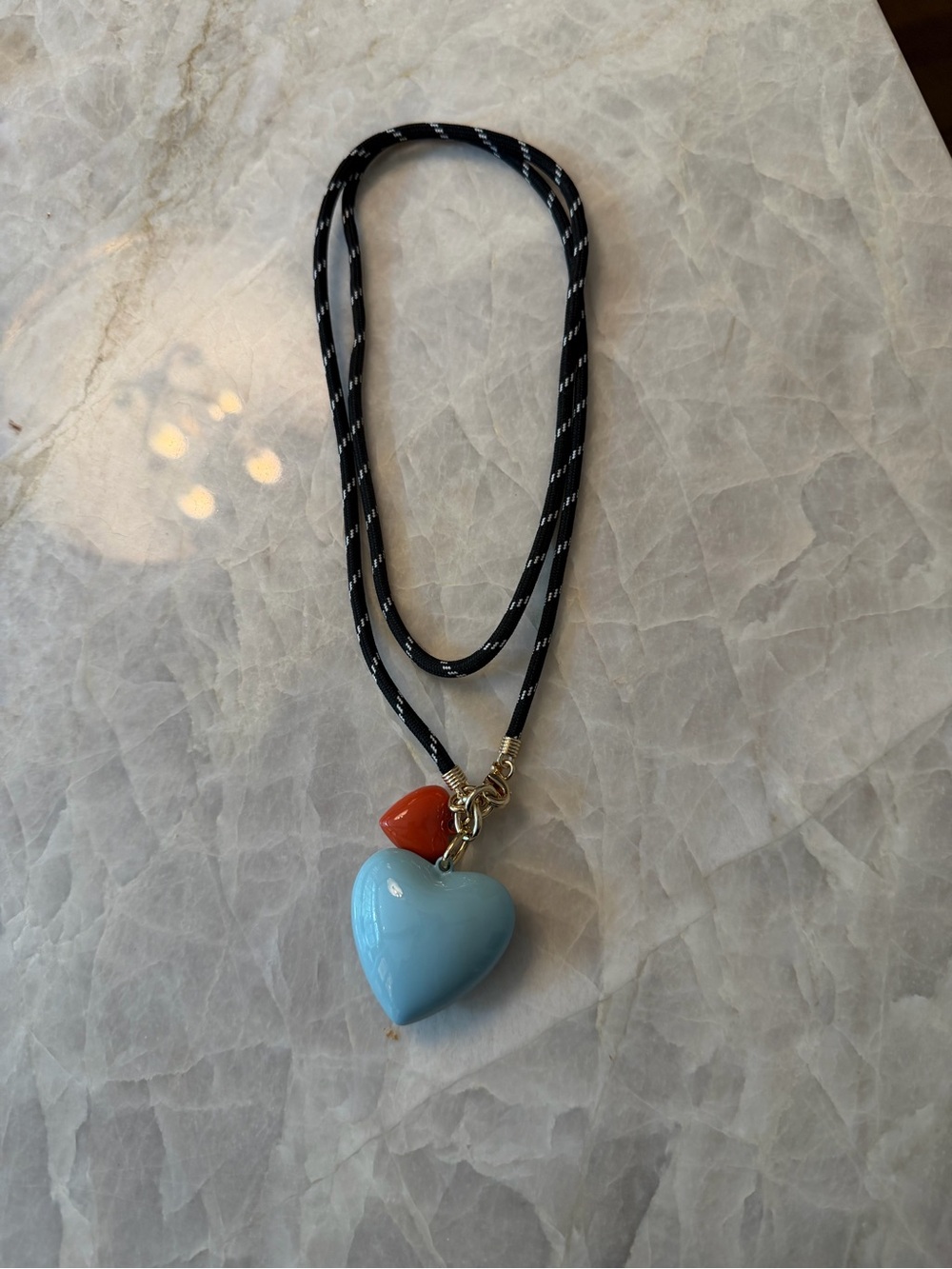 Roxanne Assoulin Long Happy Cord Necklace -Blue and Sienna heart
